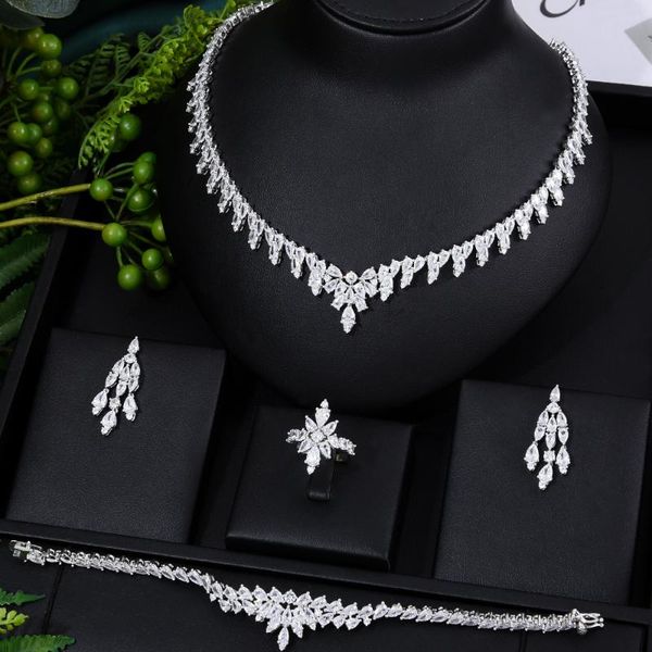 earrings & necklace tassel drop 4pcs african jewelry set for women party gift dubai cubic zircon nigeria wedding sets, Silver
earrings & necklace tassel drop 4pcs african jewelry set for women party gift dubai cubic zircon nigeria wedding sets, Silver