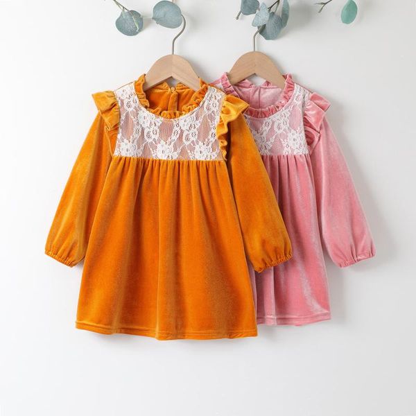 girl's dresses princess infant girls long sleeve autumn winter fashion children contrast color lace stitching velvet a-line dress, Red;yellow
girl's dresses princess infant girls long sleeve autumn winter fashion children contrast color lace stitching velvet a-line dress, Red;yellow