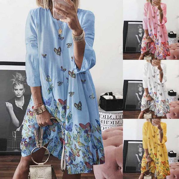 casual dresses style ladies round neck long sleeve retro butterfly print dress, Black;gray
casual dresses style ladies round neck long sleeve retro butterfly print dress, Black;gray