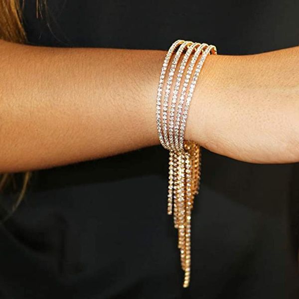 bangle stonefans fashion full rhinestone long tassel bracelets for women crystal wedding open hand jewelry accessories, Black
bangle stonefans fashion full rhinestone long tassel bracelets for women crystal wedding open hand jewelry accessories, Black