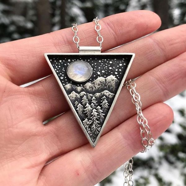 pendant necklaces retro women's round stone inlaid triangle accessories moon deep forest necklace party jewelry, Silver
pendant necklaces retro women's round stone inlaid triangle accessories moon deep forest necklace party jewelry, Silver