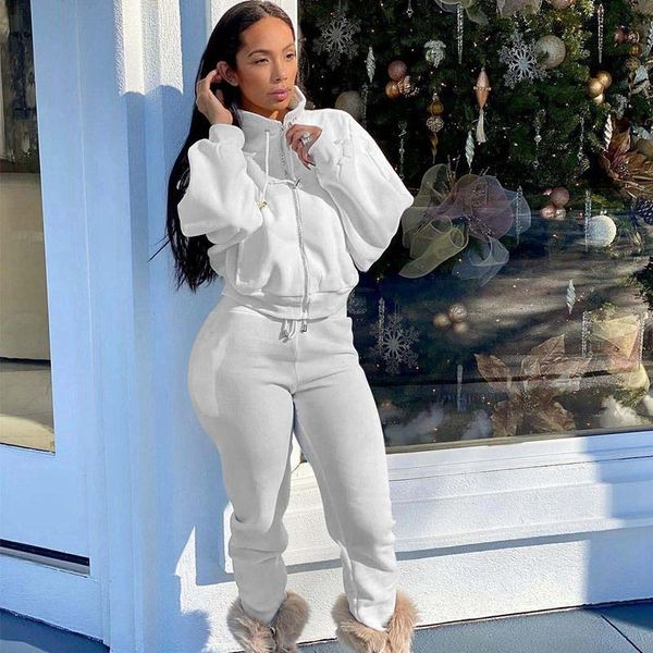 women's two piece pants casual 2 set women track suit zip up sweatshirts sweatpants sport winter sweatsuits for tracksuit, White
women's two piece pants casual 2 set women track suit zip up sweatshirts sweatpants sport winter sweatsuits for tracksuit, White
