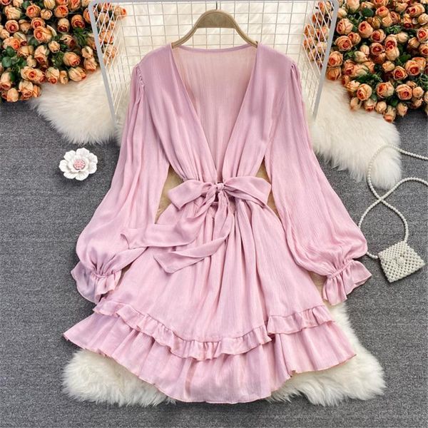 casual dresses autumn sweet korean dress deep v neck ruffles short long sleeve solid elegant vestidos female robe woman clothing as, Black;gray
casual dresses autumn sweet korean dress deep v neck ruffles short long sleeve solid elegant vestidos female robe woman clothing as, Black;gray