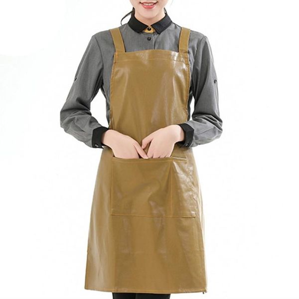 aprons artificial leather waterproof work apron with pocket solid color kitchen oil proof shop bib for women men cooking grooming
aprons artificial leather waterproof work apron with pocket solid color kitchen oil proof shop bib for women men cooking grooming