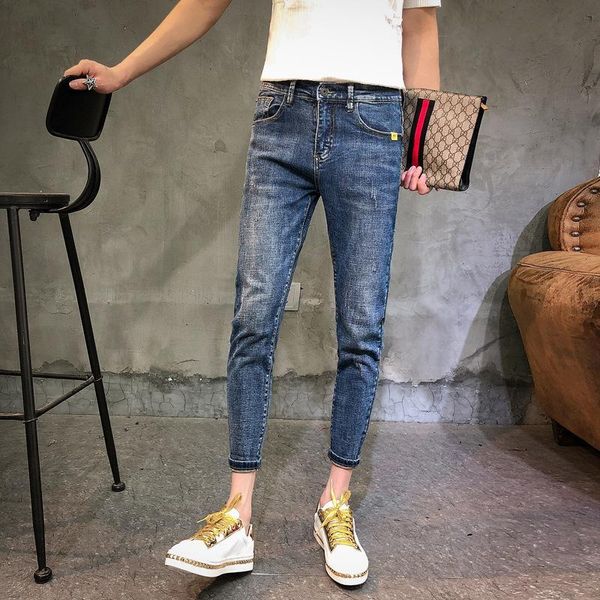 men's wholesale teenager denim jeans men feet spiritual guy handsome ankle length pants trendy brand social pencil people, Blue
men's wholesale teenager denim jeans men feet spiritual guy handsome ankle length pants trendy brand social pencil people, Blue