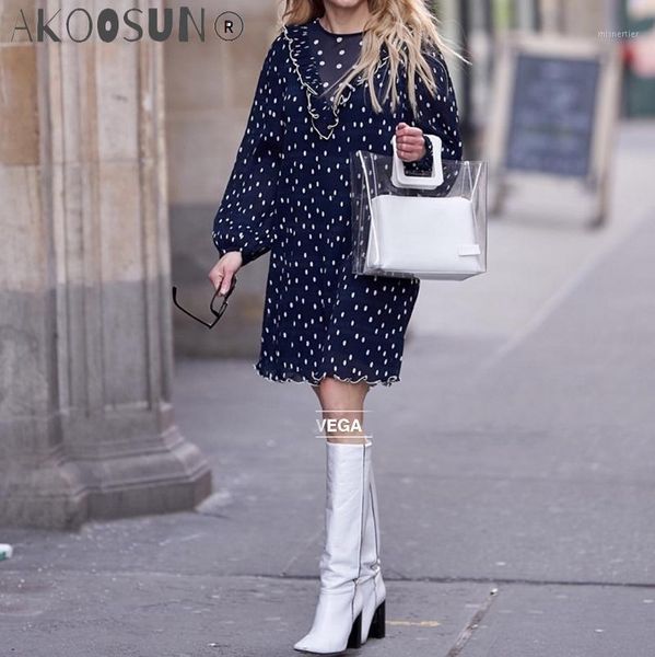 casual dresses woman polka-dot tapioca pleated dress round neck front frill panel long sleeves with elasticated cuffs embroidered trim, Black;gray
casual dresses woman polka-dot tapioca pleated dress round neck front frill panel long sleeves with elasticated cuffs embroidered trim, Black;gray