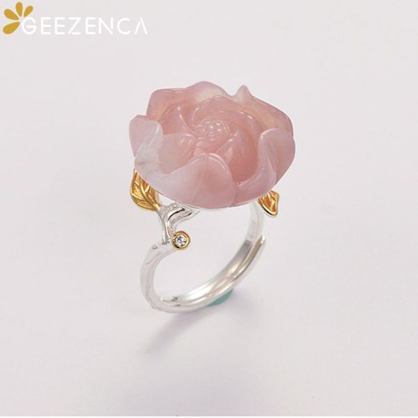 cluster rings geezenca 925 sterling silver natural colorful agate resizable rose flower cute trendy ring fine jewelry for women gift, Golden;silver
cluster rings geezenca 925 sterling silver natural colorful agate resizable rose flower cute trendy ring fine jewelry for women gift, Golden;silver