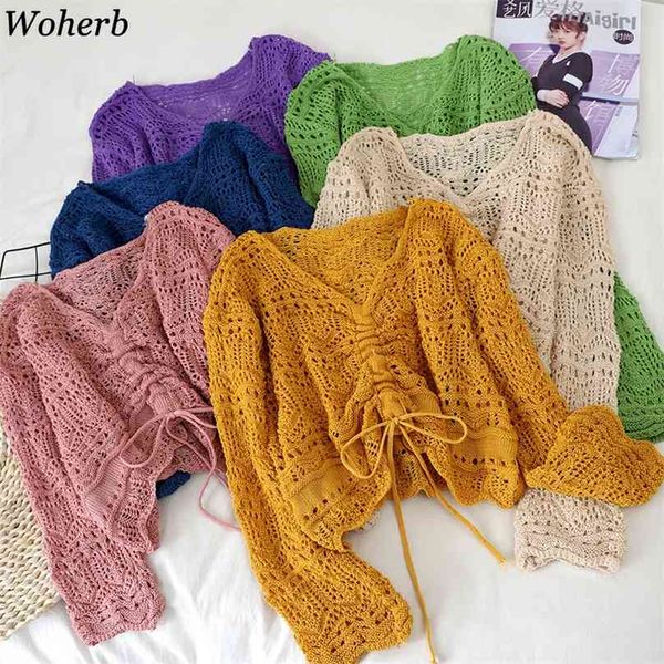 woherb women sweater thin loose female pullover short v-neck hollow out knitted drawstring three quarter sleeve ladies crop 210918, White;black
woherb women sweater thin loose female pullover short v-neck hollow out knitted drawstring three quarter sleeve ladies crop 210918, White;black