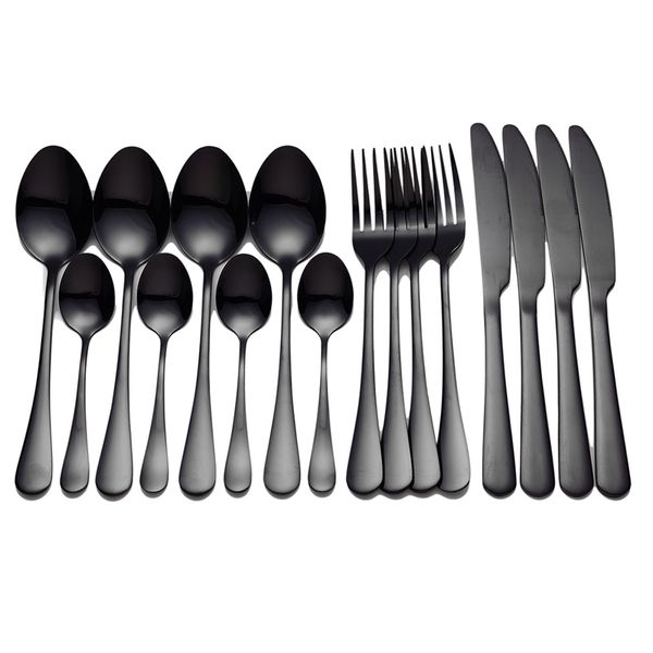black tableware stainless steel cutlery set forks knives spoons kitchen dinner set fork spoon knife gold dinnerware set 16 pcs
black tableware stainless steel cutlery set forks knives spoons kitchen dinner set fork spoon knife gold dinnerware set 16 pcs