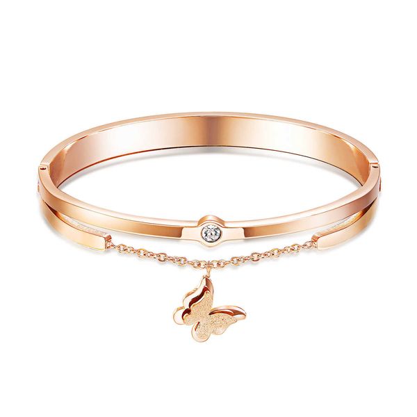 zircon stainless steel bracelet rose-gold butterfly cross-border selling women's titanium steel jewelry q0717, Black
zircon stainless steel bracelet rose-gold butterfly cross-border selling women's titanium steel jewelry q0717, Black