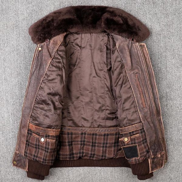 men's leather & faux 2021 vintage brown military style usaf pilot jacket europe size genuine thick cowhide winter warm aviation coat, Black
men's leather & faux 2021 vintage brown military style usaf pilot jacket europe size genuine thick cowhide winter warm aviation coat, Black
