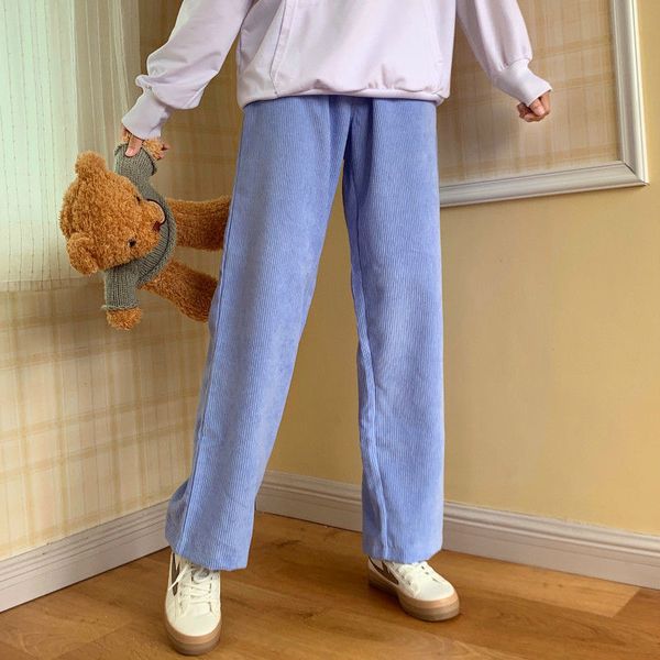 corduroy pants women fashion spring 2021 blue wide leg pants women japanese high waist loose casual solid trousers, Black;white
corduroy pants women fashion spring 2021 blue wide leg pants women japanese high waist loose casual solid trousers, Black;white