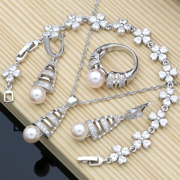 wedding jewelry sets pink pearls bead bridal white zircon 925 silver kits for women party earrings stone ring 4pcs, Slivery;golden
wedding jewelry sets pink pearls bead bridal white zircon 925 silver kits for women party earrings stone ring 4pcs, Slivery;golden