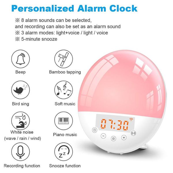 smart home control wake up light alarm clock 6 colors bedside night 30 adjustable brightness voice / app dual double
smart home control wake up light alarm clock 6 colors bedside night 30 adjustable brightness voice / app dual double