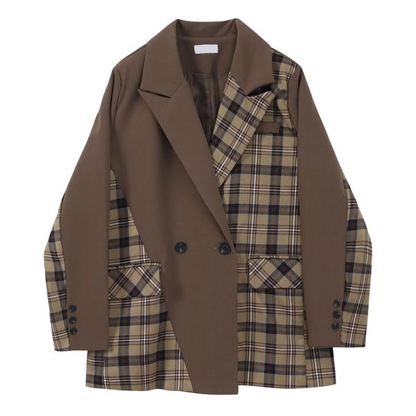 women's suits & blazers suit coats plaid irregular patchwork blazer women autumn 2021 korean loose notched lapel double-breasted long s, White;black
women's suits & blazers suit coats plaid irregular patchwork blazer women autumn 2021 korean loose notched lapel double-breasted long s, White;black