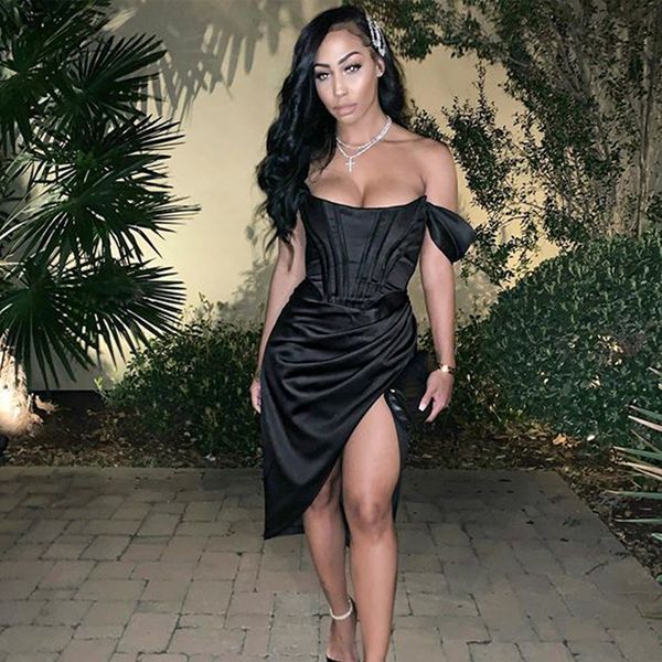 2021tobinoone draped off shoulder party dress women high split pleated bodycon dresses for female summer night club short dress, Black;gray
2021tobinoone draped off shoulder party dress women high split pleated bodycon dresses for female summer night club short dress, Black;gray