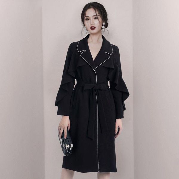 women's trench coats elegant fashion women winter autumn windbreaker mid-length korean loose black lace-up jacket, Tan;black
women's trench coats elegant fashion women winter autumn windbreaker mid-length korean loose black lace-up jacket, Tan;black