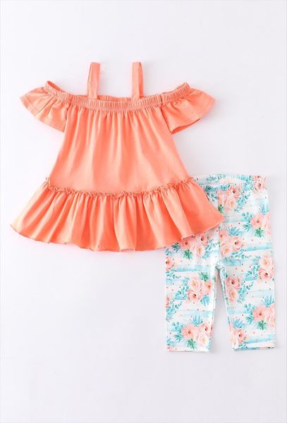 spring summer baby girls children clothes outfits cotton milk silk coral capris floral ruffles off shoulder, White
spring summer baby girls children clothes outfits cotton milk silk coral capris floral ruffles off shoulder, White