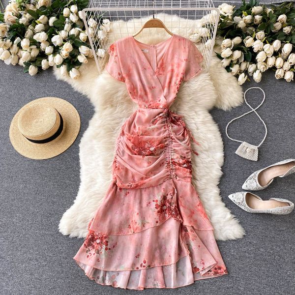 women party midi dress summer casual pink dstring v-neck short sleeve high waist ruffle vestidos female beach robe 2021, Black;gray
women party midi dress summer casual pink dstring v-neck short sleeve high waist ruffle vestidos female beach robe 2021, Black;gray