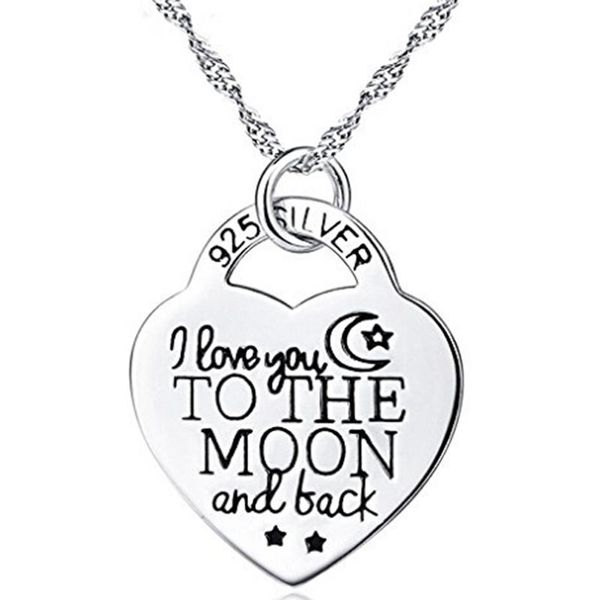 pendant necklaces i love you to the moon and back heart fashion letter necklace with chain women/men gift, Silver
pendant necklaces i love you to the moon and back heart fashion letter necklace with chain women/men gift, Silver