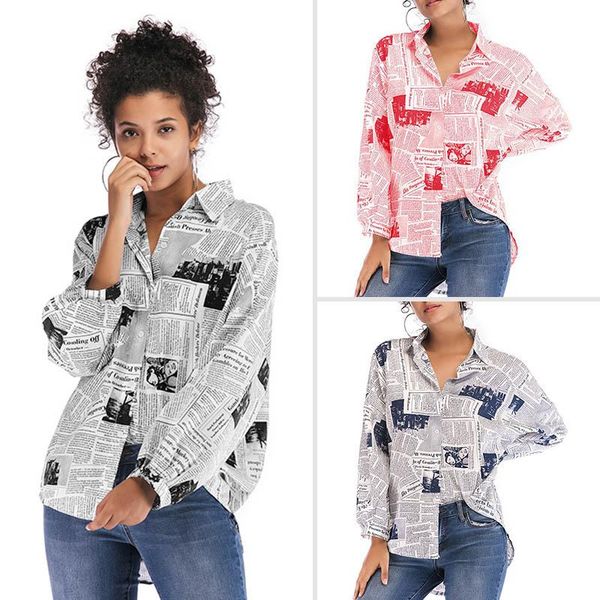 women's spring and autumn letter spaper printing blouse female long sleeve wild blouses & shirts, White
women's spring and autumn letter spaper printing blouse female long sleeve wild blouses & shirts, White