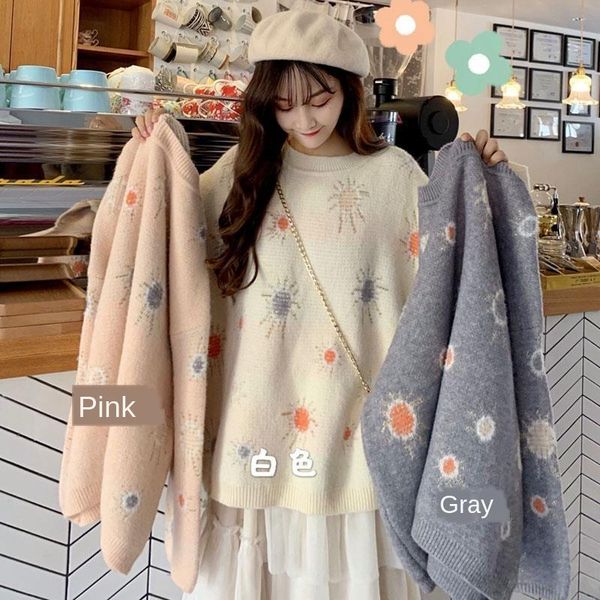 women's sweaters ladies sweater loose outer wear thick korean style coat cardigan pullover retro jacket, White;black
women's sweaters ladies sweater loose outer wear thick korean style coat cardigan pullover retro jacket, White;black