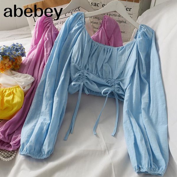 women's blouses & shirts women korean blouse elegant solid square collar long sleeve 2021 spring fashion streetwear short, White
women's blouses & shirts women korean blouse elegant solid square collar long sleeve 2021 spring fashion streetwear short, White