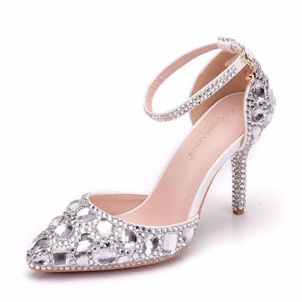 women sandals wedding party banquet pu rhinestones buckle strap 9.5cm thin high heels pointed toe sandal shoes size 35-42, Black
women sandals wedding party banquet pu rhinestones buckle strap 9.5cm thin high heels pointed toe sandal shoes size 35-42, Black