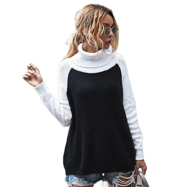 women's sweaters design style autumn and winter high-neck solid color sweater blouse, White;black
women's sweaters design style autumn and winter high-neck solid color sweater blouse, White;black