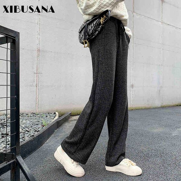 wide leg pants for women's casual elastic high waist autumn loose woolen drape straight knitted trousers femme 210423, Black;white
wide leg pants for women's casual elastic high waist autumn loose woolen drape straight knitted trousers femme 210423, Black;white