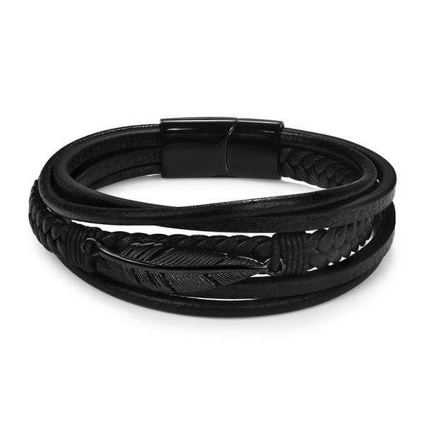 charm bracelets fashion multi-layer genuine leather feather shape bracelet for men stainless steel magnetic clasp punk bangles male jewelry, Golden;silver
charm bracelets fashion multi-layer genuine leather feather shape bracelet for men stainless steel magnetic clasp punk bangles male jewelry, Golden;silver