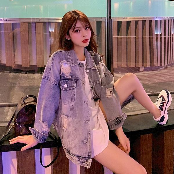 holed denim jacket women's retro hong kong style 2021 spring and autumn loose korean bf versatile trench coats, Tan;black
holed denim jacket women's retro hong kong style 2021 spring and autumn loose korean bf versatile trench coats, Tan;black