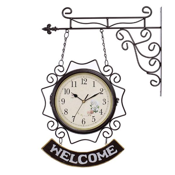 european vintage coffee white double-sided 9 inches round iron framed home decor wall mounted hanging clock with welcome plaques clocks
european vintage coffee white double-sided 9 inches round iron framed home decor wall mounted hanging clock with welcome plaques clocks
