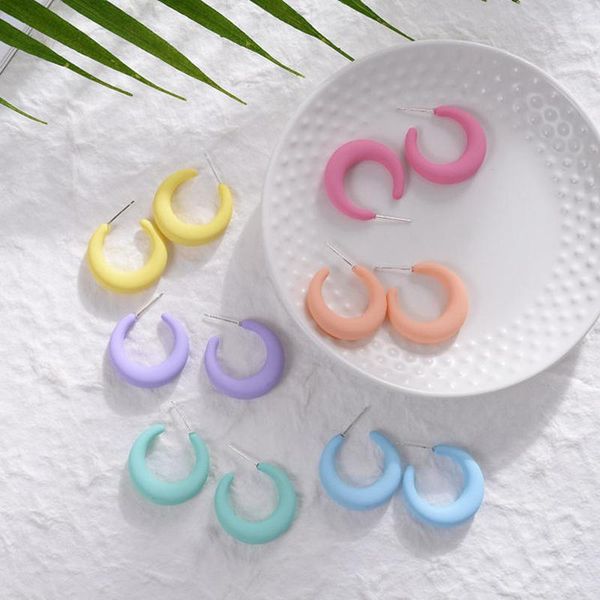 hoop & huggie aomu spring summer korea simple cute candy color acrylic c-shaped earrings colourful curved for women jewelry gift, Golden;silver 
hoop & huggie aomu spring summer korea simple cute candy color acrylic c-shaped earrings colourful curved for women jewelry gift, Golden;silver