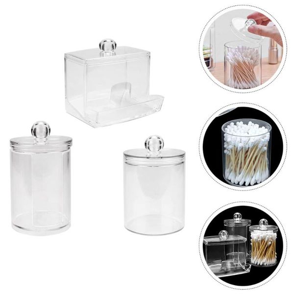 soap dishes 3pcs cotton swab storage boxes transparent round makeup