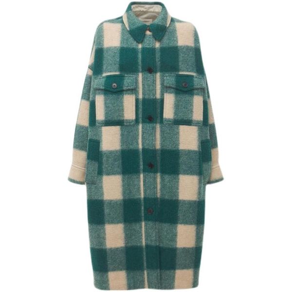 women's wool & blends women woolen plaid long coat back logo 2021 autumn winter single-breasted ladies sleeve outwear with double pock, Black
women's wool & blends women woolen plaid long coat back logo 2021 autumn winter single-breasted ladies sleeve outwear with double pock, Black