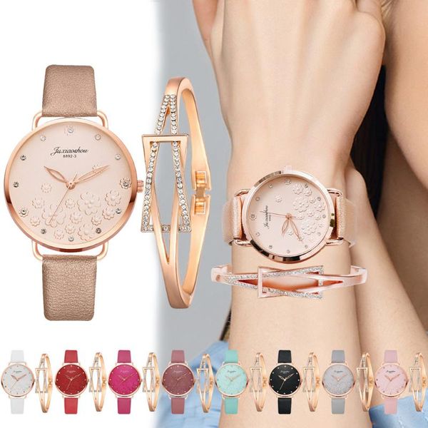 style fashion women luxury leather bracelet watch set band flower ladies dimensional elegant watches wristwatches, Slivery;brown
style fashion women luxury leather bracelet watch set band flower ladies dimensional elegant watches wristwatches, Slivery;brown