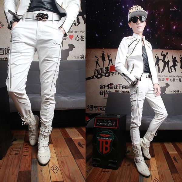 men's pants europe and the united states motorcycle leather white slim feet men, Black
men's pants europe and the united states motorcycle leather white slim feet men, Black