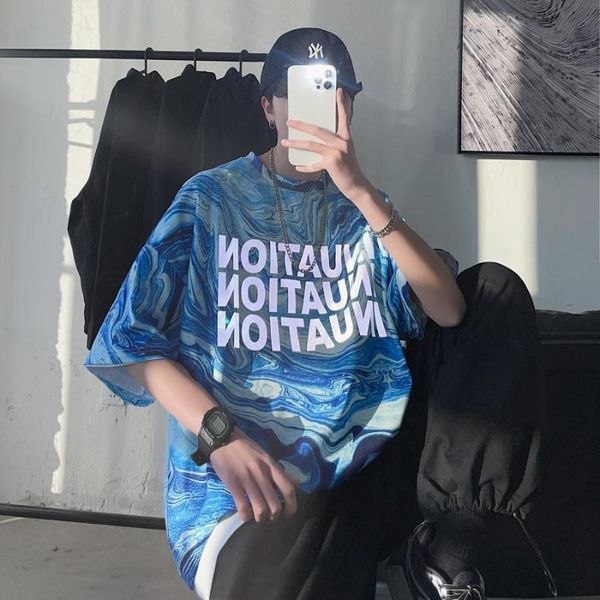 tie dyed short sleeve men's t-shirt summer fashion brand letter printing loose round neck half boys and girls trend t-shirts, White;black
tie dyed short sleeve men's t-shirt summer fashion brand letter printing loose round neck half boys and girls trend t-shirts, White;black