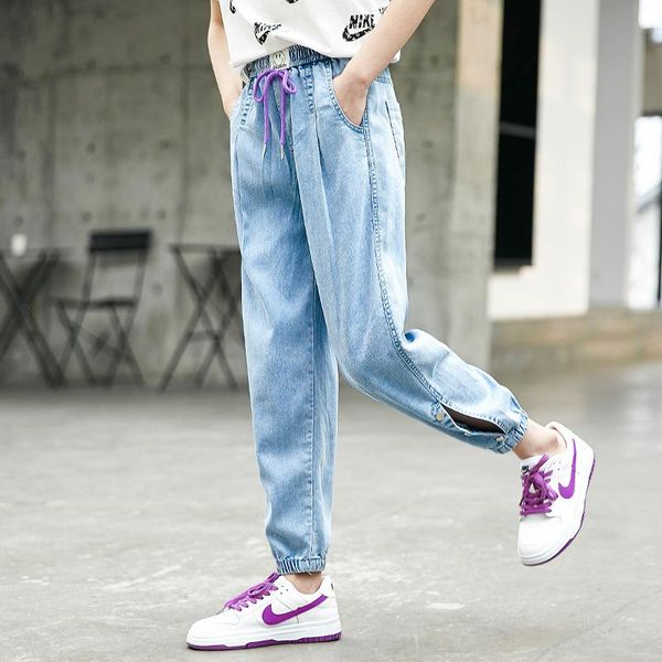 jeans pants for teen girls solid color summer korean style children casual soft school elastic waist trousers, Blue
jeans pants for teen girls solid color summer korean style children casual soft school elastic waist trousers, Blue