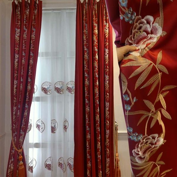 curtain american retro red festive wedding room embroidery classical chinese high-end atmosphere style & drapes
curtain american retro red festive wedding room embroidery classical chinese high-end atmosphere style & drapes