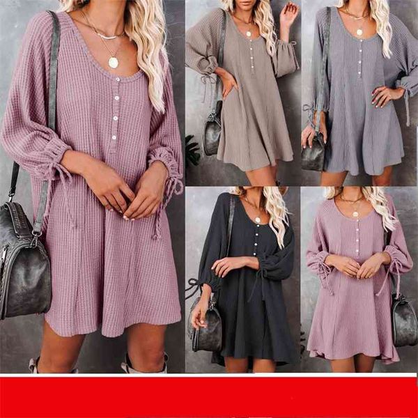 autumn women casual loose button drawstring lace-up knitted dress female fashion solid color single-breasted mini 210517, Black;gray
autumn women casual loose button drawstring lace-up knitted dress female fashion solid color single-breasted mini 210517, Black;gray