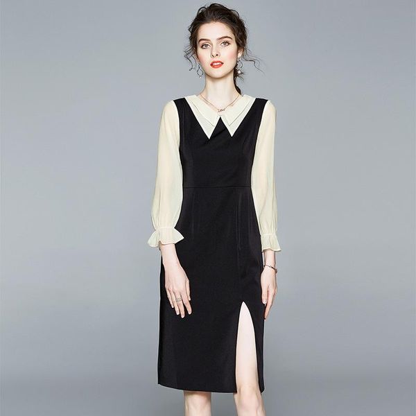 casual dresses shenzhen boutique spring / summer 2021 quality mesh long sleeve double collar stitching mid length dress, Black;gray
casual dresses shenzhen boutique spring / summer 2021 quality mesh long sleeve double collar stitching mid length dress, Black;gray