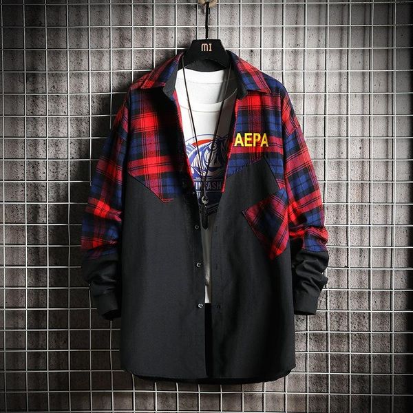 fashion mens plaid shirt retro wild casual plus size male lapel long sleeve patchwork shirts with front pocket men's, White;black
fashion mens plaid shirt retro wild casual plus size male lapel long sleeve patchwork shirts with front pocket men's, White;black