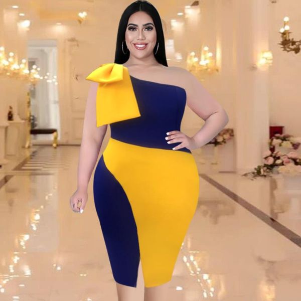 plus size dresses sheath blue yellow patchwork bare shoulder sleeveless bodycon elegant women party night club dress, Black
plus size dresses sheath blue yellow patchwork bare shoulder sleeveless bodycon elegant women party night club dress, Black