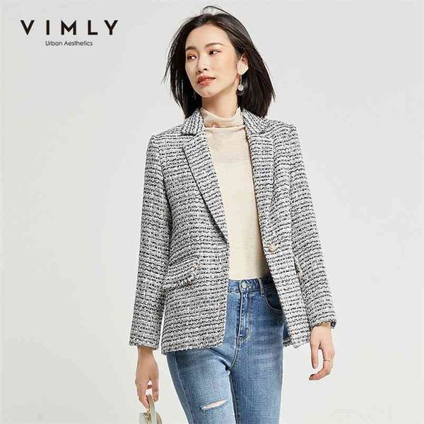 vimly women blazers autumn spring elegant lapel single button tweed jacket slim business casual coat female f3728 210915, White;black
vimly women blazers autumn spring elegant lapel single button tweed jacket slim business casual coat female f3728 210915, White;black
