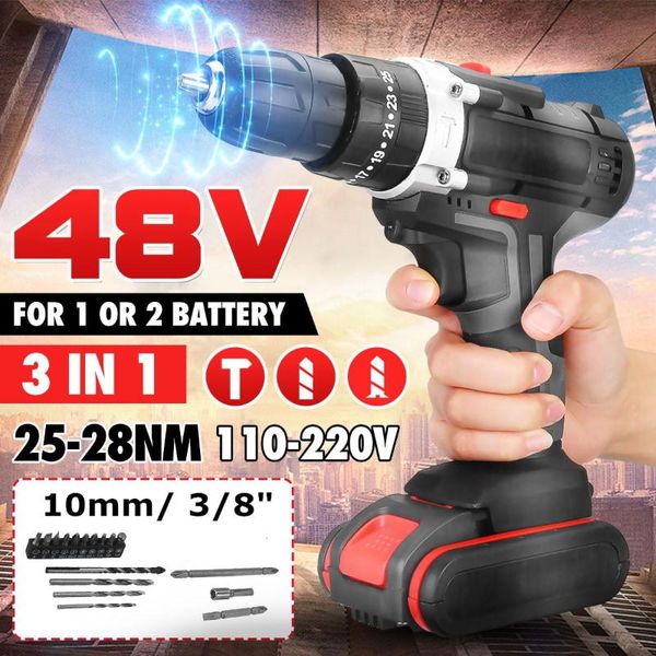 professiona electric drills 48v 3 in 1 cordless drill screwdriver 2 speed 25+3 turque power driver tools set with battery box accessories
professiona electric drills 48v 3 in 1 cordless drill screwdriver 2 speed 25+3 turque power driver tools set with battery box accessories