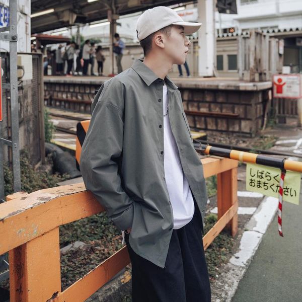 men's casual shirts 2021 spring autumn pure color all-match long-sleeved shirt trend korean loose plus size clothing, White;black
men's casual shirts 2021 spring autumn pure color all-match long-sleeved shirt trend korean loose plus size clothing, White;black