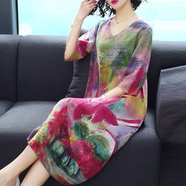 party dresses fashion casual women v-neck short sleeve long dress printed loose xoeq, White;black
party dresses fashion casual women v-neck short sleeve long dress printed loose xoeq, White;black