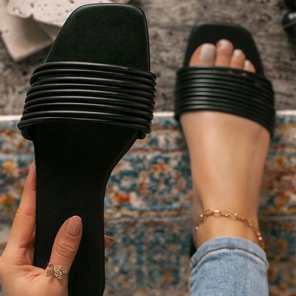 slippers women square toe norrow band female summer slides ladies solid casual flat women's leisure outdoor shoes plus size, Black
slippers women square toe norrow band female summer slides ladies solid casual flat women's leisure outdoor shoes plus size, Black